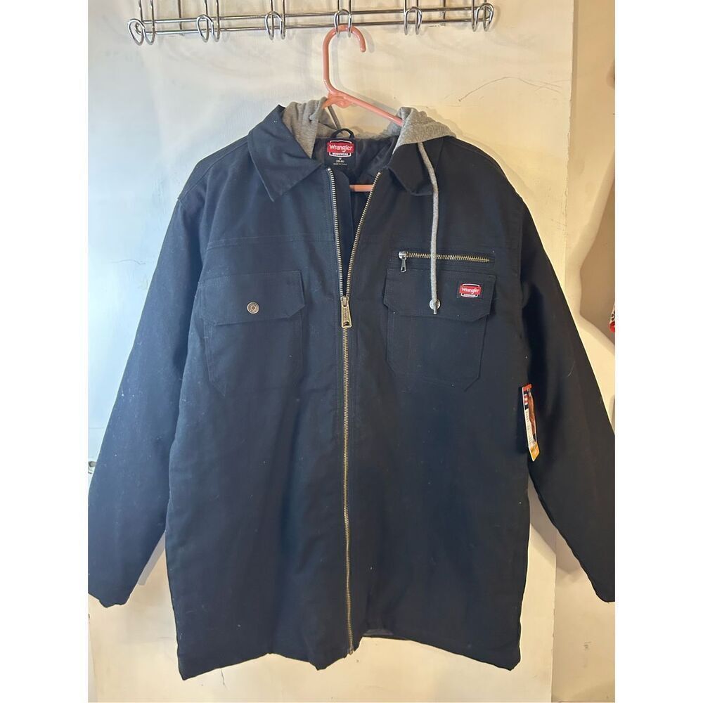 Wrangler M(38-40) men’s black quilted‎ shirt jacket new rn#123187 hooded
